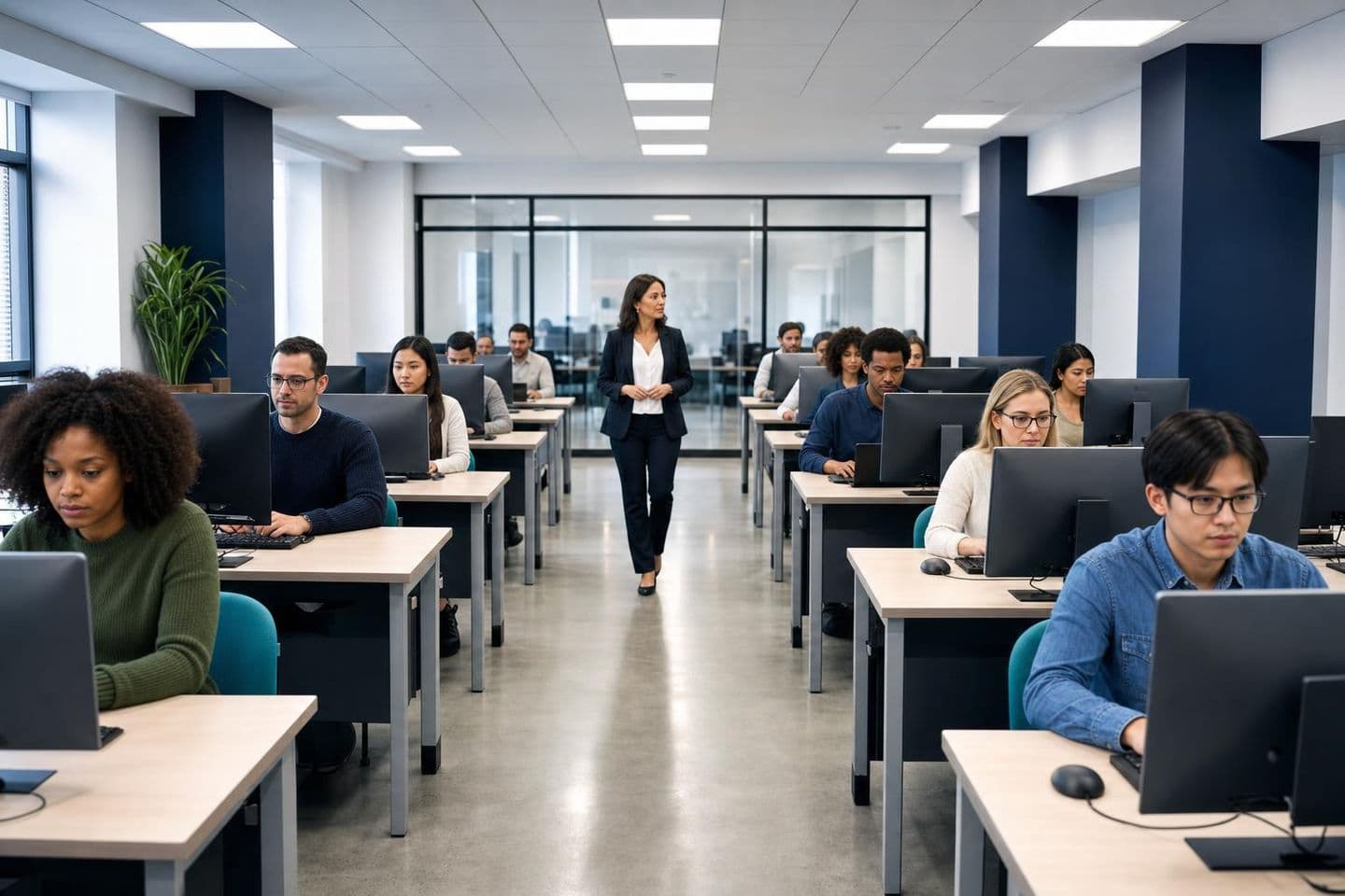 Learners studying at an Open Education Center